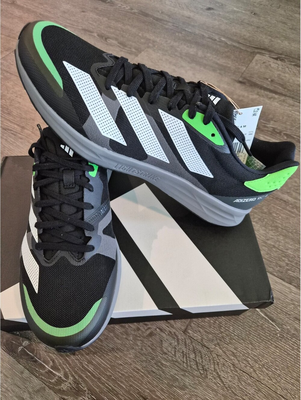 adidas Adizero RC 4 Black Solar Green Size 12 GX6660 New with Box